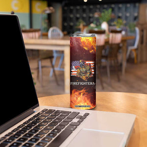 Firefighter Gifts For Men Skinny Tumbler First In Last Out American Flag TB10 Print Your Wear