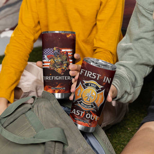 Firefighter Gifts For Men Tumbler Cup First In Last Out American Flag TB10 Print Your Wear