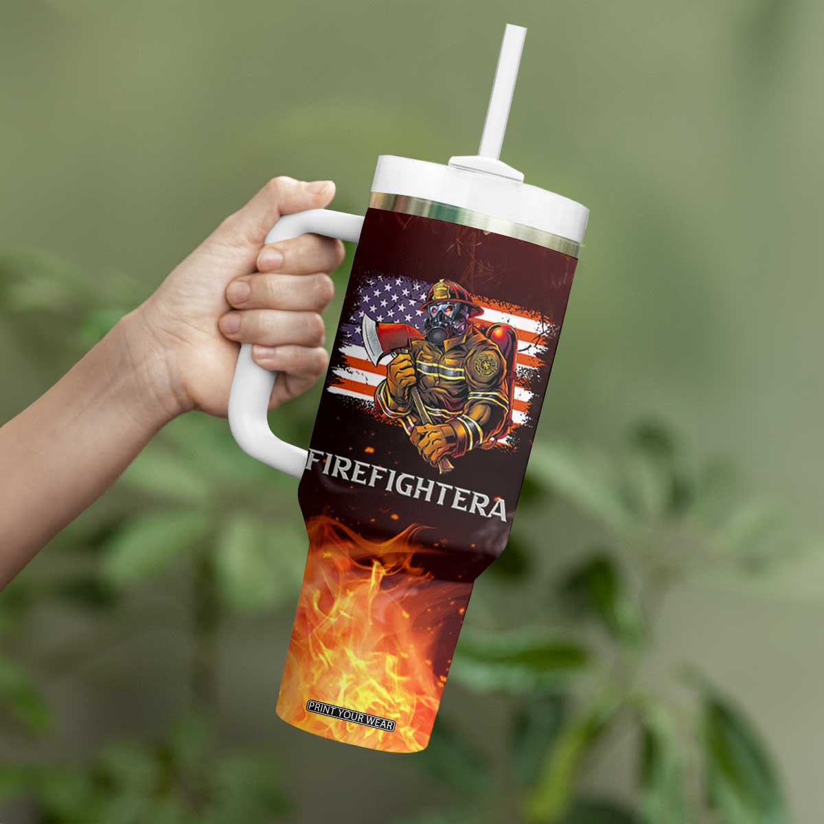 Firefighter Gifts For Men Tumbler With Handle First In Last Out American Flag TB10 Print Your Wear