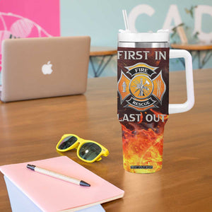 Firefighter Gifts For Men Tumbler With Handle First In Last Out American Flag TB10 Print Your Wear