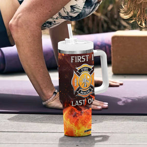 Firefighter Gifts For Men Tumbler With Handle First In Last Out American Flag TB10 Print Your Wear