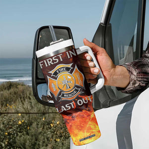 Firefighter Gifts For Men Tumbler With Handle First In Last Out American Flag TB10 Print Your Wear