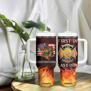 Firefighter Gifts For Men Tumbler With Handle First In Last Out American Flag TB10 Print Your Wear