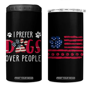 Dog Lover Gag Gifts 4 in 1 Can Cooler Tumbler I Prefer Dogs Over People American Flag TB10 One Size: 16 oz Black Print Your Wear