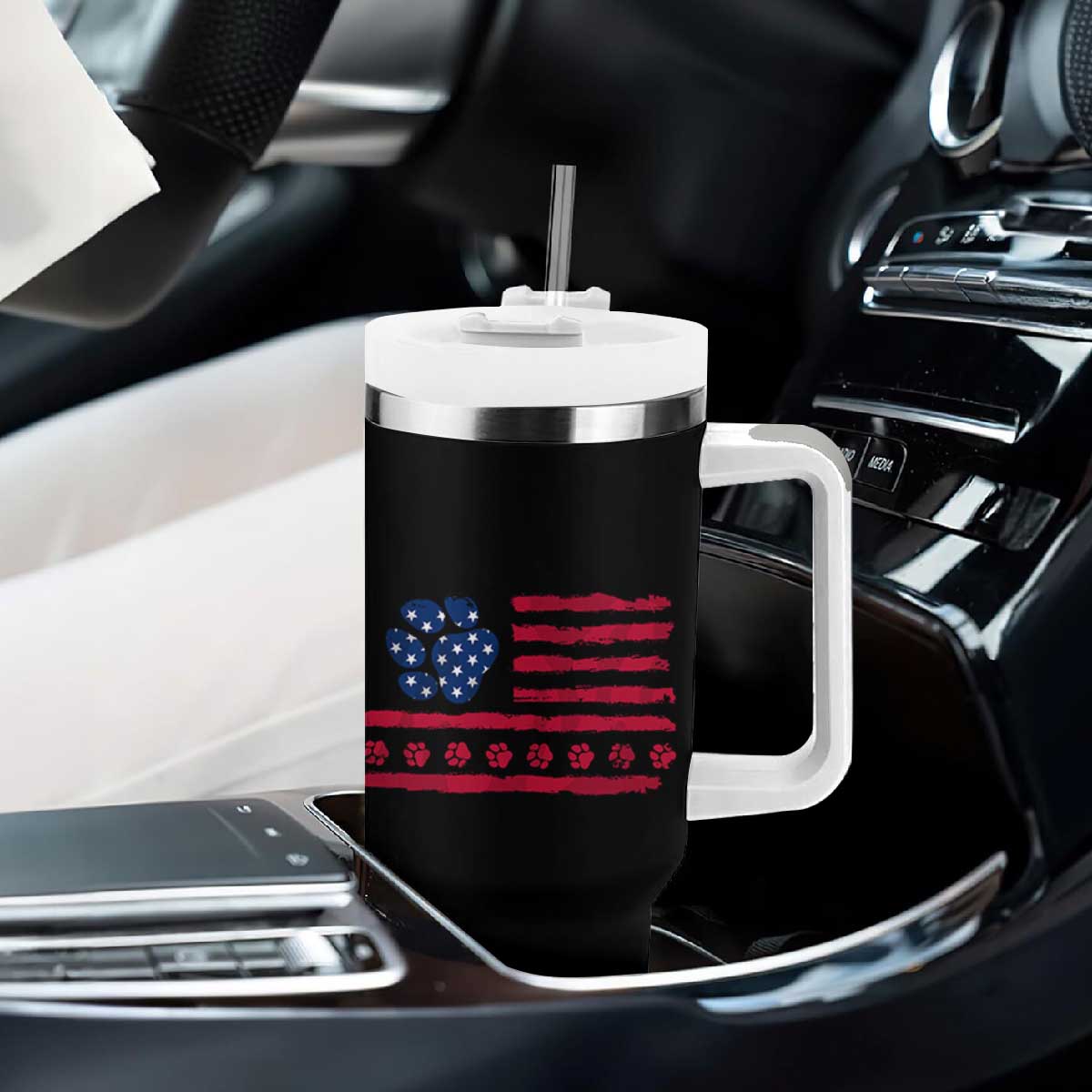 Dog Lover Gag Gifts Tumbler With Handle I Prefer Dogs Over People American Flag TB10 Print Your Wear