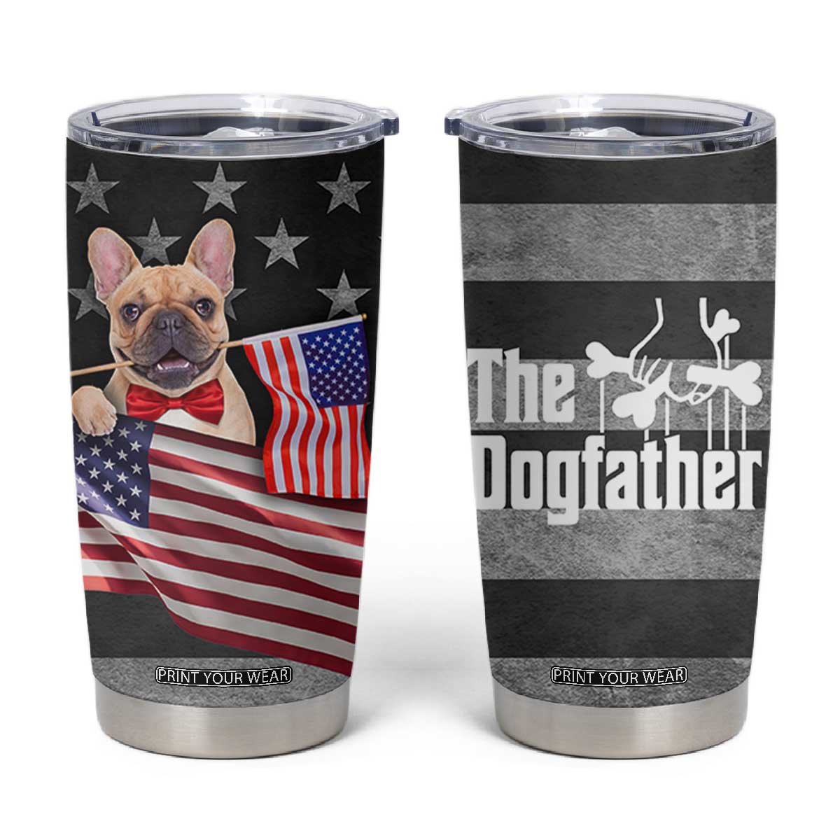 The Dogfather Tumbler Cup English Bulldog Dog Father Dad Owner Funny Cute Pup Doggo TB10 Grey Print Your Wear