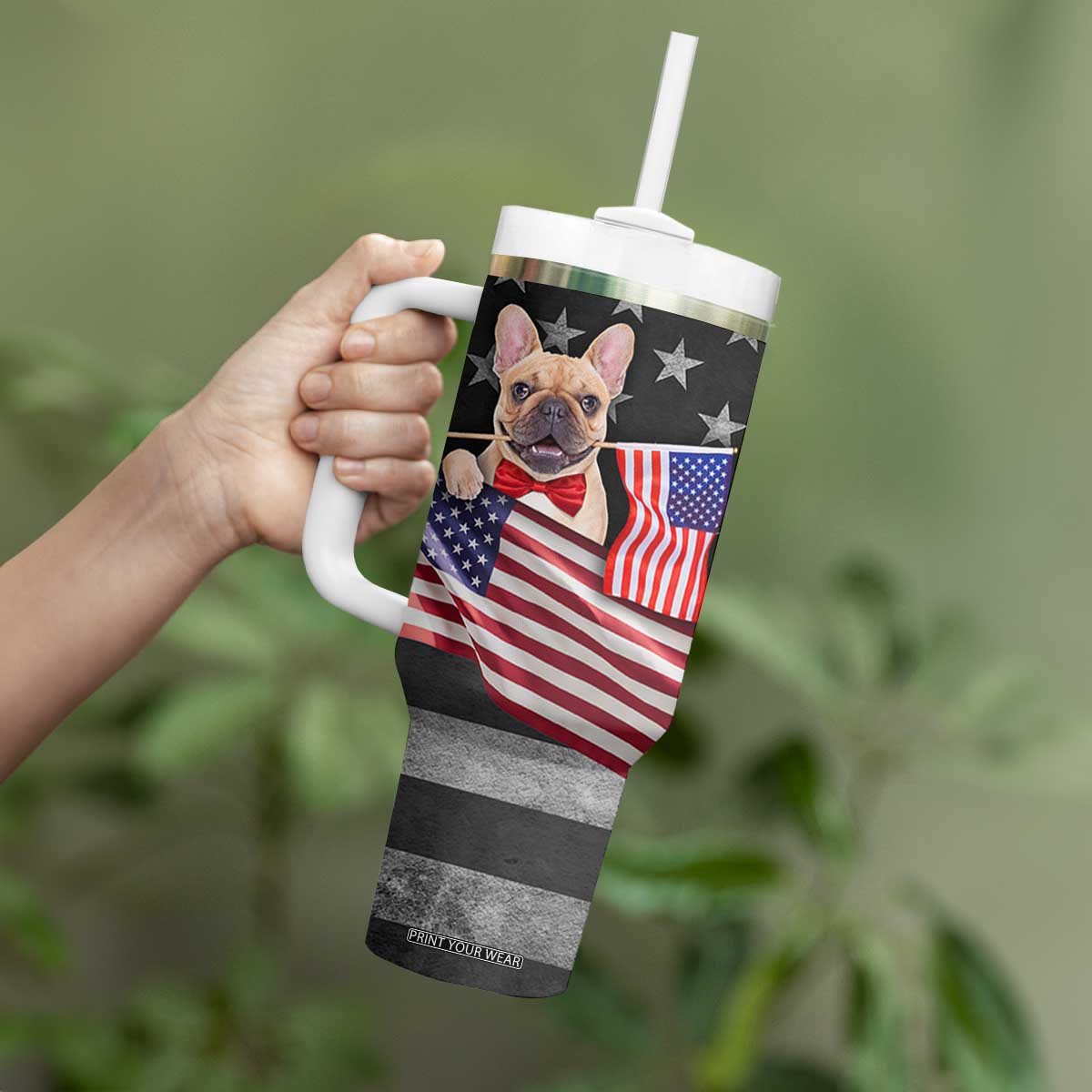 The Dogfather Tumbler With Handle English Bulldog Dog Father Dad Owner Funny Cute Pup Doggo TB10 Print Your Wear