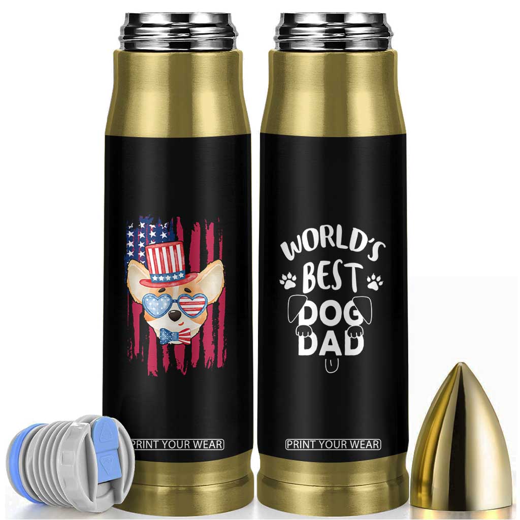 Dog Dad Gifts Bullet Tumbler Funny Cute Pup Doggo American Flag TB10 Grey Print Your Wear