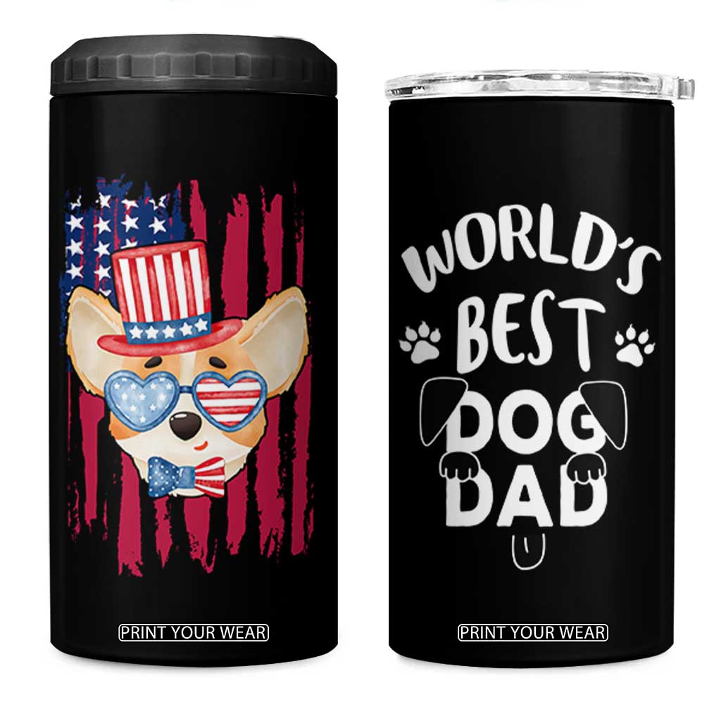 Dog Dad Gifts 4 in 1 Can Cooler Tumbler Funny Cute Pup Doggo American Flag TB10 One Size: 16 oz Grey Print Your Wear