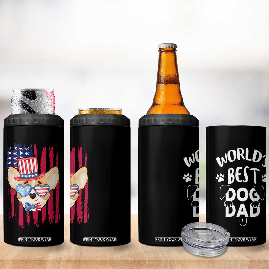 Dog Dad Gifts 4 in 1 Can Cooler Tumbler Funny Cute Pup Doggo American Flag TB10 Print Your Wear