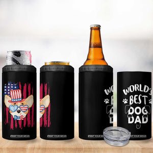 Dog Dad Gifts 4 in 1 Can Cooler Tumbler Funny Cute Pup Doggo American Flag TB10 Print Your Wear