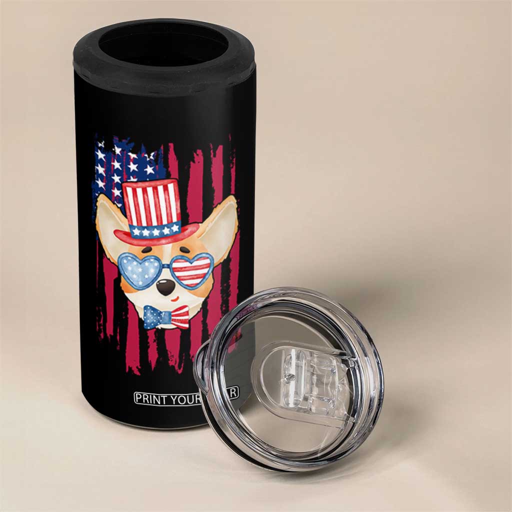 Dog Dad Gifts 4 in 1 Can Cooler Tumbler Funny Cute Pup Doggo American Flag TB10 Print Your Wear