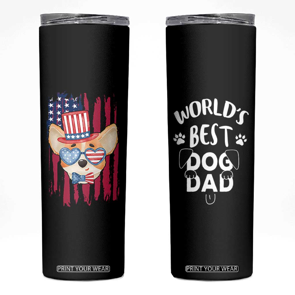 Dog Dad Gifts Skinny Tumbler Funny Cute Pup Doggo American Flag TB10 Grey Print Your Wear