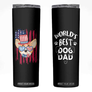 Dog Dad Gifts Skinny Tumbler Funny Cute Pup Doggo American Flag TB10 Grey Print Your Wear