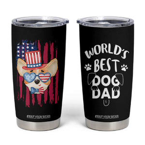 Dog Dad Gifts Tumbler Cup Funny Cute Pup Doggo American Flag TB10 Grey Print Your Wear