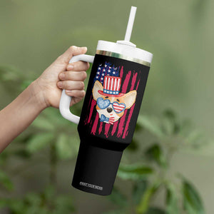 Dog Dad Gifts Tumbler With Handle Funny Cute Pup Doggo American Flag TB10 Print Your Wear