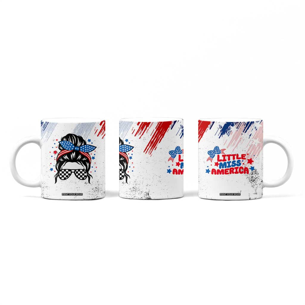 Little Miss America Coffee Mug Baby Girl 4th of July Checkered TB10 Print Your Wear