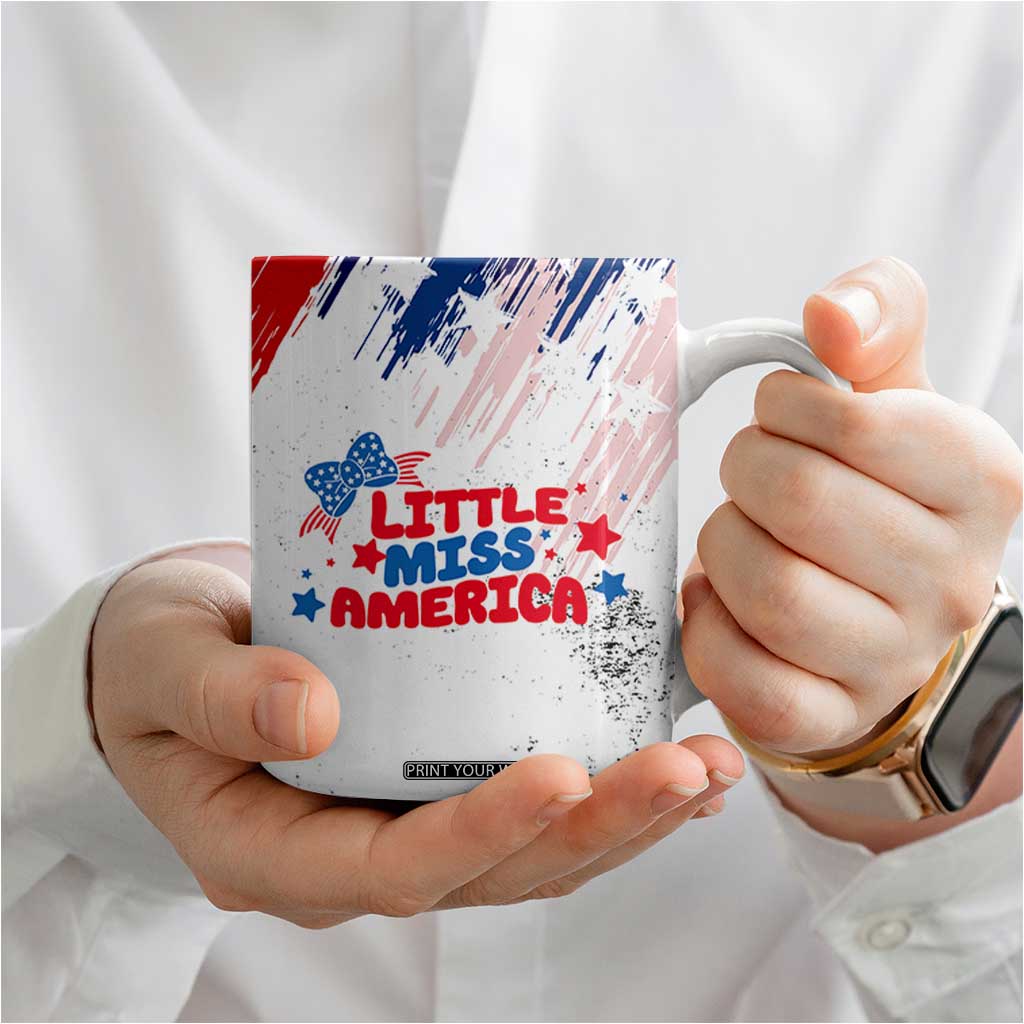Little Miss America Coffee Mug Baby Girl 4th of July Checkered TB10 Print Your Wear
