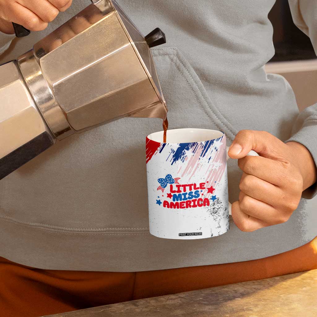 Little Miss America Coffee Mug Baby Girl 4th of July Checkered TB10 Print Your Wear