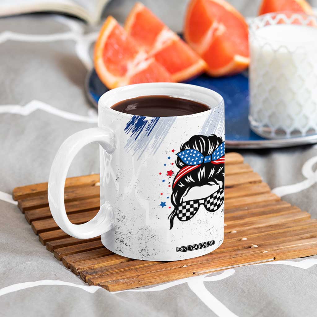 Little Miss America Coffee Mug Baby Girl 4th of July Checkered TB10 Print Your Wear