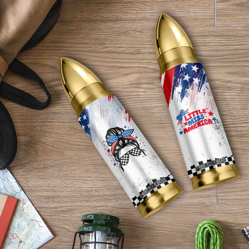 Little Miss America Bullet Tumbler Baby Girl 4th of July Checkered TB10 Print Your Wear