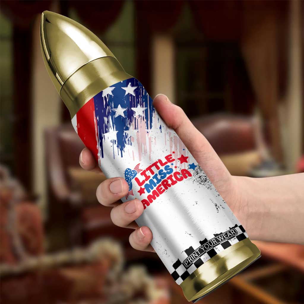 Little Miss America Bullet Tumbler Baby Girl 4th of July Checkered TB10 Print Your Wear