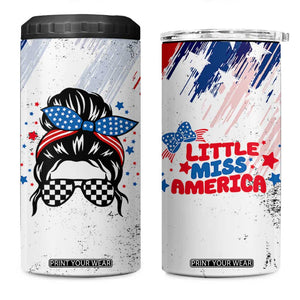 Little Miss America 4 in 1 Can Cooler Tumbler Baby Girl 4th of July Checkered TB10 One Size: 16 oz White Print Your Wear
