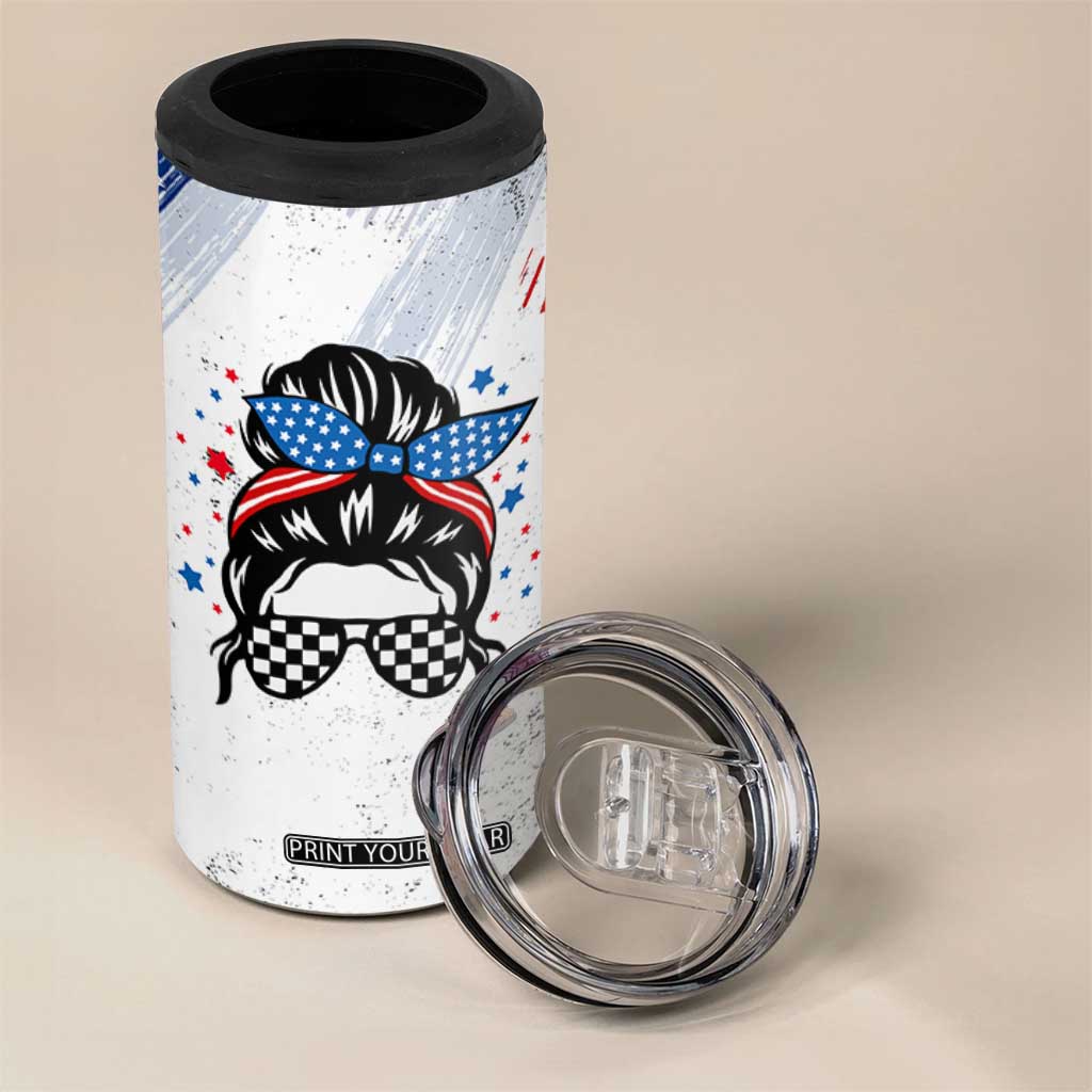 Little Miss America 4 in 1 Can Cooler Tumbler Baby Girl 4th of July Checkered TB10 Print Your Wear