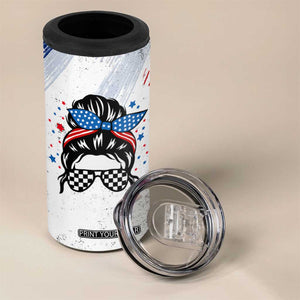 Little Miss America 4 in 1 Can Cooler Tumbler Baby Girl 4th of July Checkered TB10 Print Your Wear