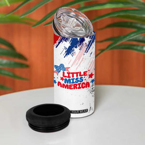 Little Miss America 4 in 1 Can Cooler Tumbler Baby Girl 4th of July Checkered TB10 Print Your Wear