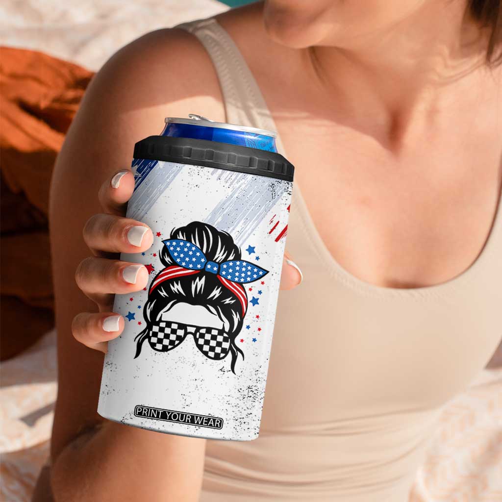 Little Miss America 4 in 1 Can Cooler Tumbler Baby Girl 4th of July Checkered TB10 Print Your Wear