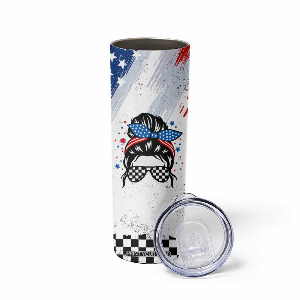 Little Miss America Skinny Tumbler Baby Girl 4th of July Checkered TB10 Print Your Wear