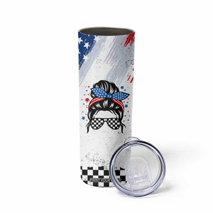 Little Miss America Skinny Tumbler Baby Girl 4th of July Checkered TB10 Print Your Wear
