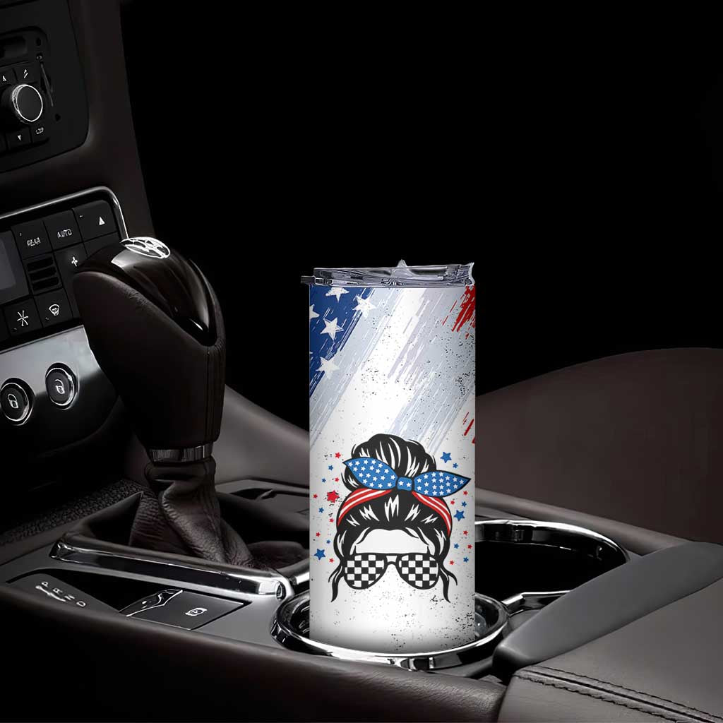 Little Miss America Skinny Tumbler Baby Girl 4th of July Checkered TB10 Print Your Wear