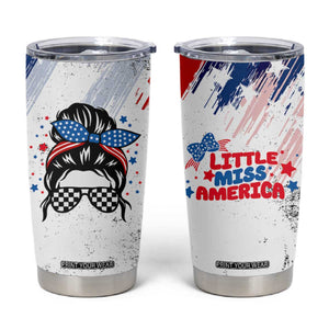 Little Miss America Tumbler Cup Baby Girl 4th of July Checkered TB10 White Print Your Wear
