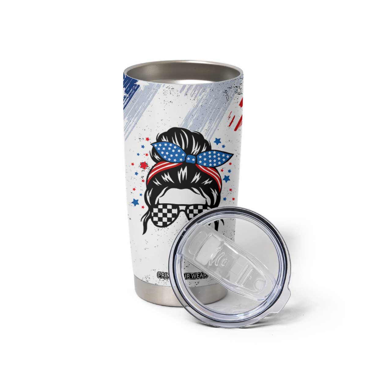 Little Miss America Tumbler Cup Baby Girl 4th of July Checkered TB10 Print Your Wear