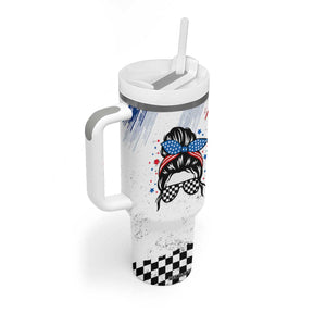 Little Miss America Tumbler With Handle Baby Girl 4th of July Checkered TB10 Print Your Wear