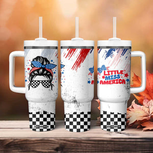 Little Miss America Tumbler With Handle Baby Girl 4th of July Checkered TB10 Print Your Wear