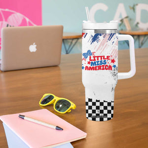 Little Miss America Tumbler With Handle Baby Girl 4th of July Checkered TB10 Print Your Wear