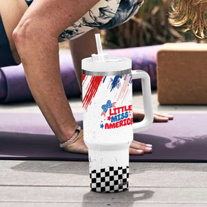 Little Miss America Tumbler With Handle Baby Girl 4th of July Checkered TB10 Print Your Wear