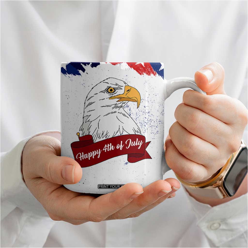 Happy 4th Of July Coffee Mug USA American Flag Bald Eagle Patriotic Red White Blue TB10 Print Your Wear