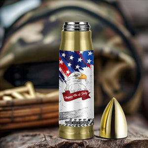 Happy 4th Of July Bullet Tumbler USA American Flag Bald Eagle Patriotic Red White Blue TB10 Print Your Wear