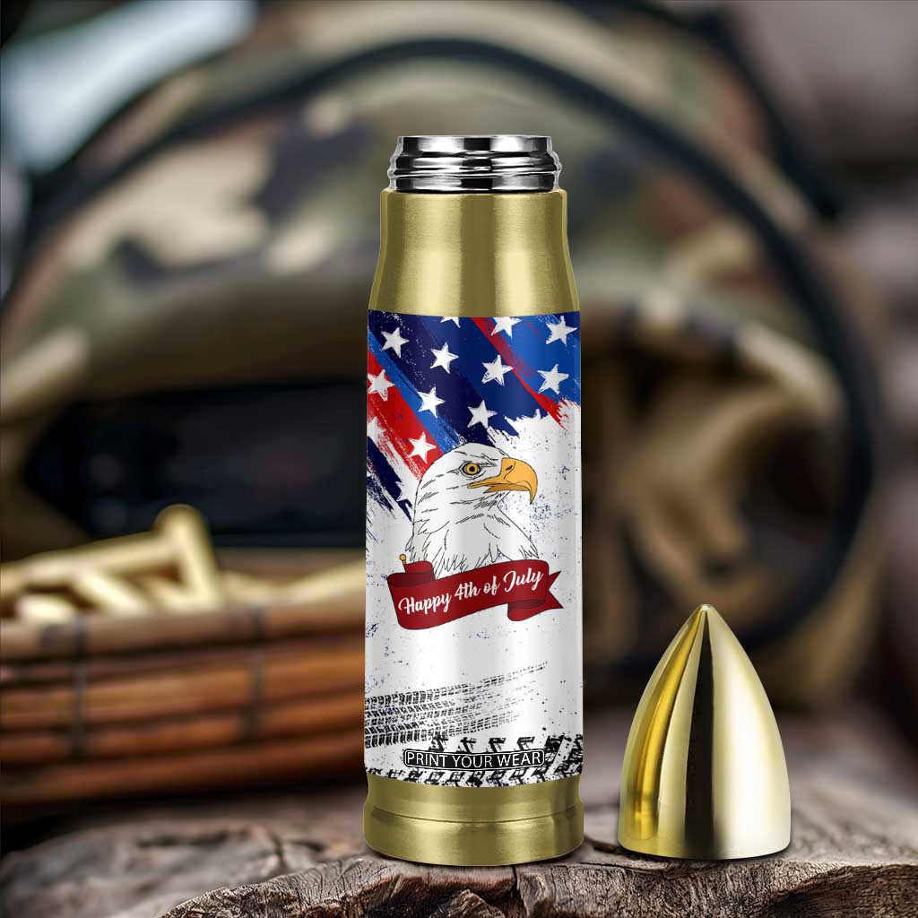 Happy 4th Of July Bullet Tumbler USA American Flag Bald Eagle Patriotic Red White Blue TB10 Print Your Wear