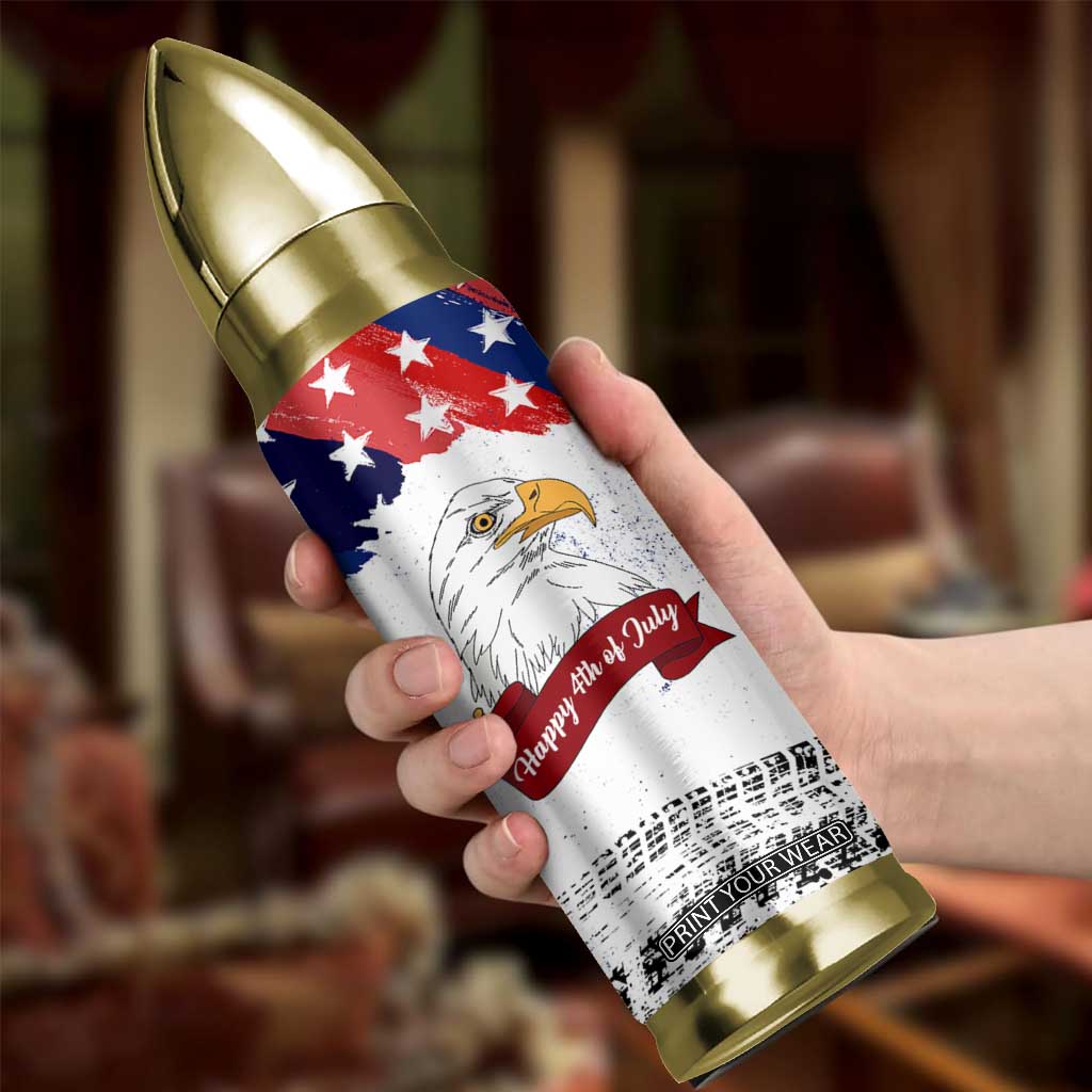 Happy 4th Of July Bullet Tumbler USA American Flag Bald Eagle Patriotic Red White Blue TB10 Print Your Wear
