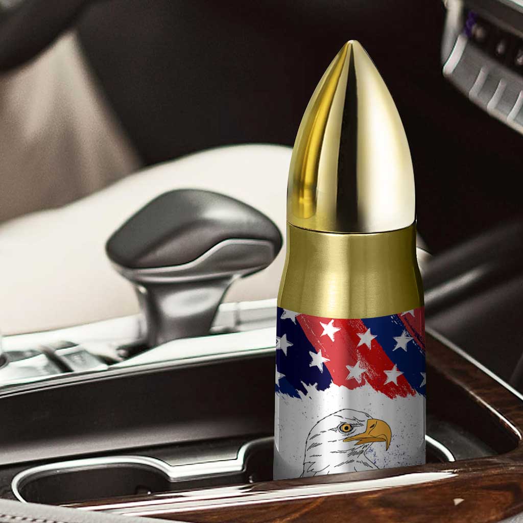 Happy 4th Of July Bullet Tumbler USA American Flag Bald Eagle Patriotic Red White Blue TB10 Print Your Wear