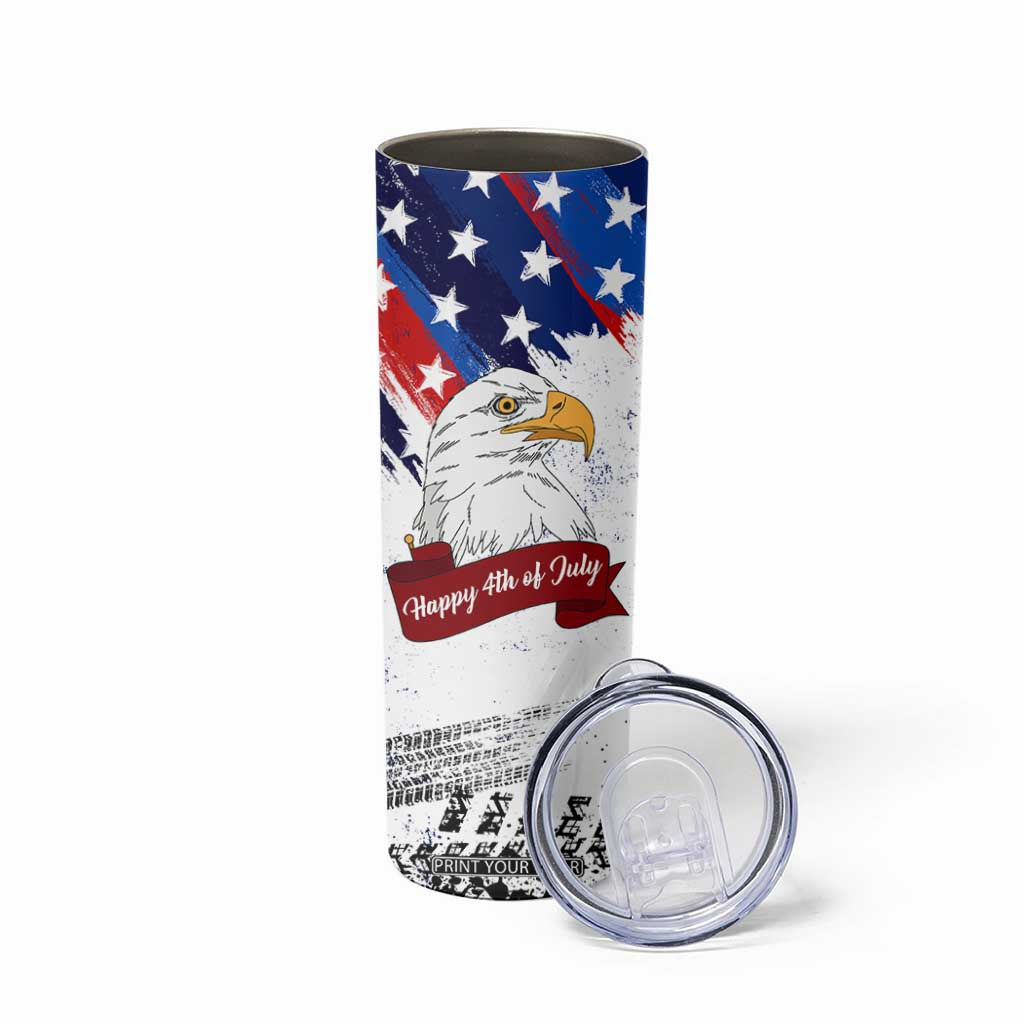 Happy 4th Of July Skinny Tumbler USA American Flag Bald Eagle Patriotic Red White Blue TB10 Print Your Wear