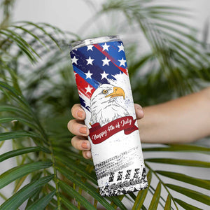 Happy 4th Of July Skinny Tumbler USA American Flag Bald Eagle Patriotic Red White Blue TB10 Print Your Wear