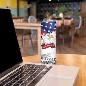 Happy 4th Of July Skinny Tumbler USA American Flag Bald Eagle Patriotic Red White Blue TB10 Print Your Wear
