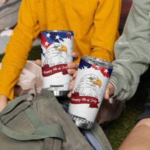 Happy 4th Of July Tumbler Cup USA American Flag Bald Eagle Patriotic Red White Blue TB10 Print Your Wear