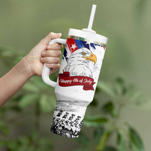 Happy 4th Of July Tumbler With Handle USA American Flag Bald Eagle Patriotic Red White Blue TB10 Print Your Wear